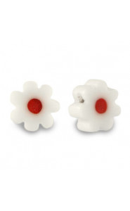 Millefiori beads flower 5-6x3mm - White